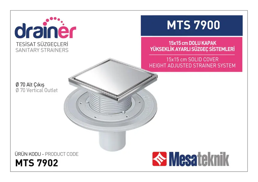 MTS 7900 15 cm Dolu Kapak Yükseklik Ayarlı Süzgeç Sistemleri