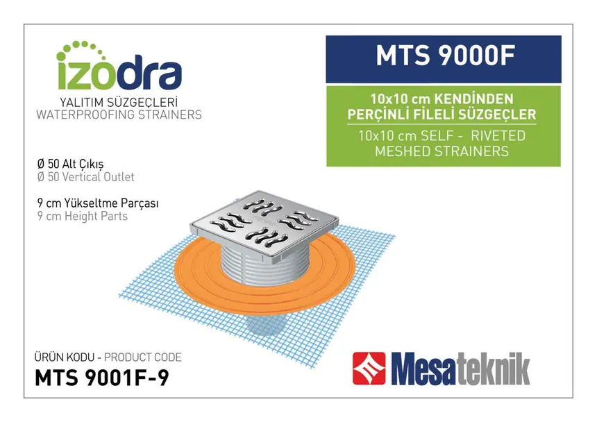 MTS 9000F Kendinden Percinli Fileli Suzgec Sistemleri 10 cm
