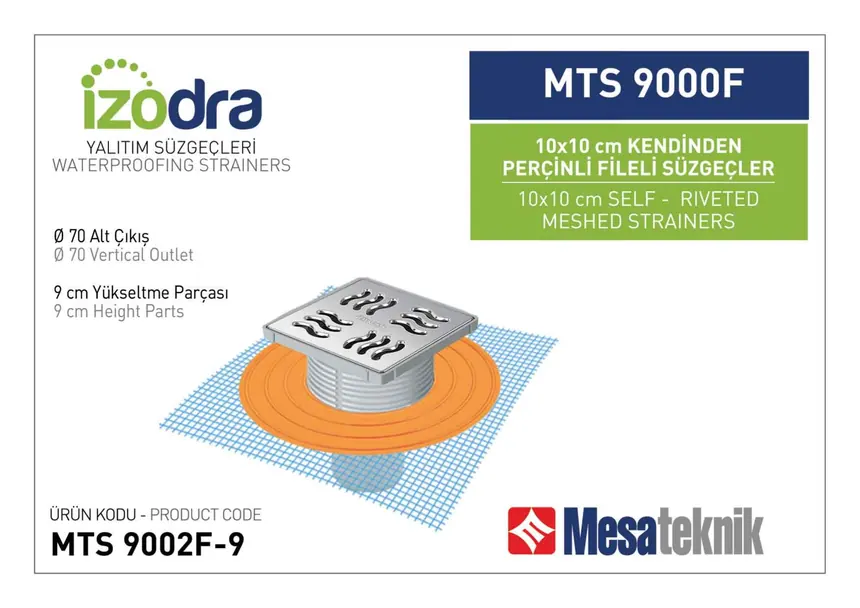 MTS 9000F Kendinden Percinli Fileli Suzgec Sistemleri 10 cm