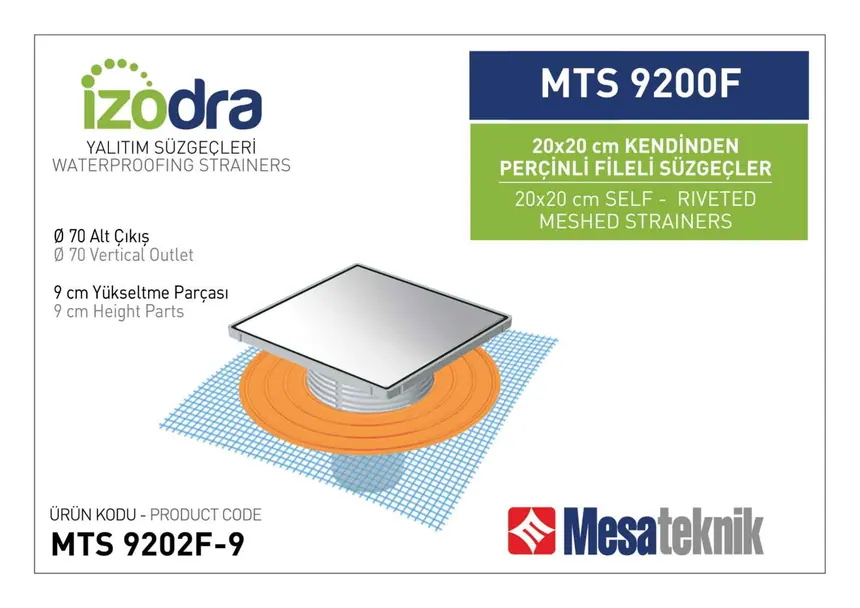 MTS 9200F Kendinden Percinli Fileli Suzgec Sistemleri 20 cm Kare