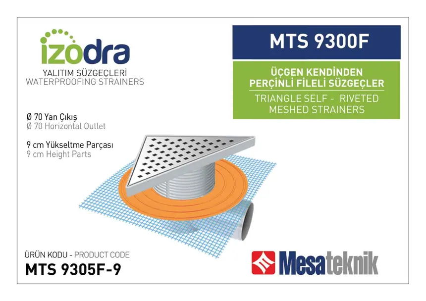 MTS 9300F Kendinden Percinli Fileli Suzgec Sistemleri 20 cm Üçgen
